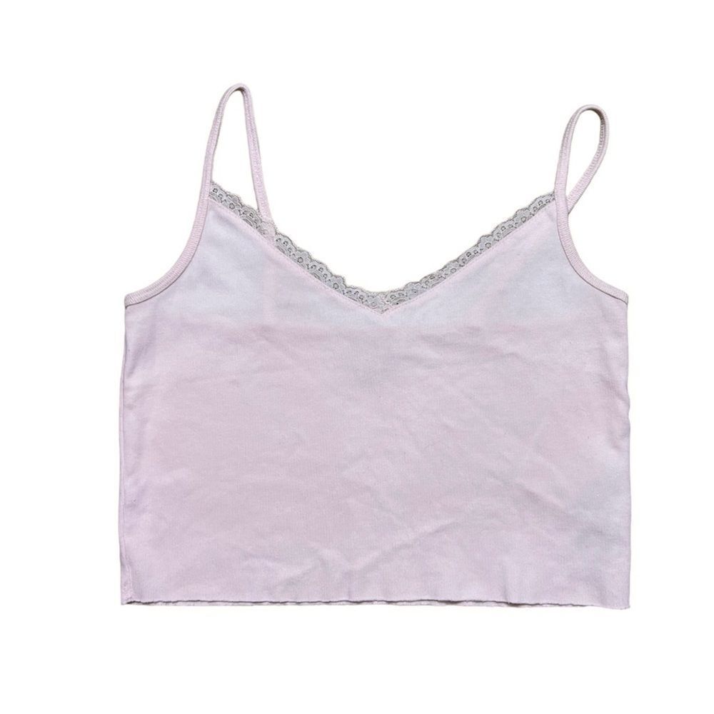 Topshop Pink Lace Trim Tank crop Top